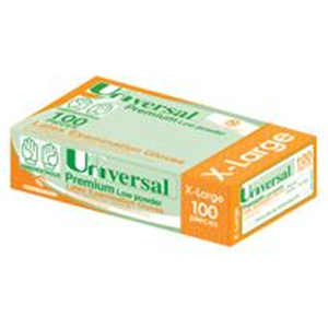 Universal Biodegradable Latex Gloves, ASTM, Low Powder, Large, Cream Colour, 100/Box Box