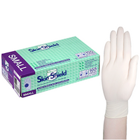 Universal Skin Shield Biodegradable Latex Examination Gloves, ASTM, Powder Free, Large, Cream Colour, HACCP Grade, 100/Box Box
