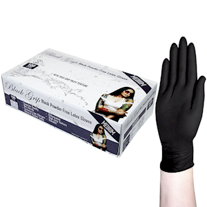 Black Grip Thick Heavy Duty Biodegradable Latex Gloves, Powder Free, Large, Black, 100/Box Box
