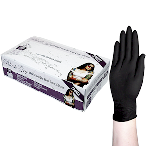 Black Grip Thick Heavy Duty Biodegradable Latex Gloves, Powder Free, Large, Black, 100/Box Box