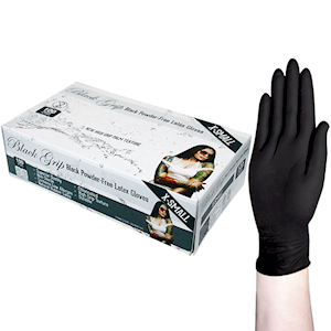 Black Grip Thick Heavy Duty Biodegradable Latex Gloves, Powder Free, Large, Black, 100/Box Box