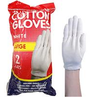 Livingstone Cotton Gloves, Large, White, 12 Pairs/Bag Bag