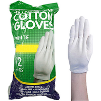 Livingstone Cotton Gloves, Extra Small, White, 12 Pairs/Bag