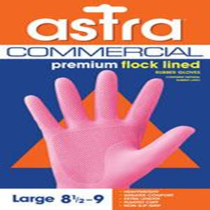 Astra Commercial Premium Flock Lined Rubber Gloves, Heavy Weight, Longer Cuff, Size 6.5 - 7.0, Pink, 1 Pair/Pack (GPFPS) Pair