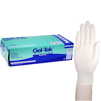 Geltek Latex Examination Gloves, Powder Free, AS/NZ, Biodegradable, Polymer Coated, Textured, Non-Sterile, Large, Cream, 100/Box Box