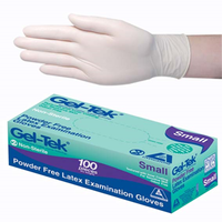 Geltek 40 YEAR ANNIV PROMO Latex Examination Gloves, Powder Free, AS/NZ, Biodegradable, Polymer Coated, Textured, Small, Cream, 100/Box Box