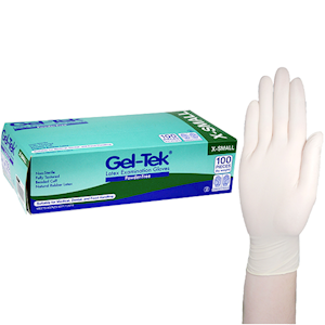 Geltek Latex Examination Gloves, Powder Free, AS/NZ, Biodegradable, Polymer Coated, Textured, Non-Sterile, Large, Cream, 100/Box Box