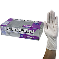 Lincon Biodegradable Latex Examination Gloves, AS NZ Standard, Powder Free, Large, Cream Colour, 100/Box Box