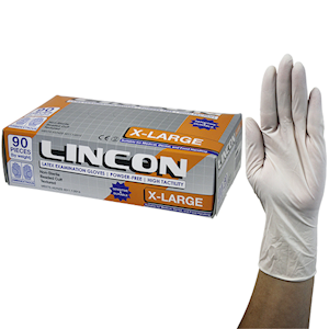 Lincon Biodegradable Latex Examination Gloves, AS NZ Standard, Powder Free, Large, Cream Colour, 100/Box Box