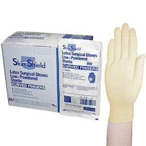 Skin Shield Biodegradable Latex Surgical Gloves, Low Powder, Sterile, Size 6.0, 50 Pairs/Box Box