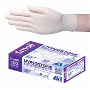 Livingstone Biodegradable Latex Examination Gloves, ASTM, Low Powder, Large, Blue Colour, 100/Box Box