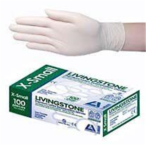 Livingstone Biodegradable Latex Examination Gloves, ASTM, Low Powder, Large, Blue Colour, 100/Box Box