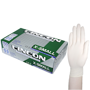 Out of Date Lincon Latex Examination Gloves, AS/NZ, Low Powder, 6.0g, Medium, Cream Colour, HACCP, 100/Box Discounted, While Stocks last