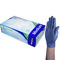 Universal Vinyl Gloves, Recyclable, 5.5g, Low Powder, Large, Blue, HACCP Grade, 100/Box Box