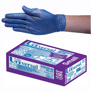 Out of Date, BIG DISCOUNT Universal Vinyl Gloves, Powder Free HACCP, Recycl 5.5g, Large, Blue 100/Box As NEW Condition, Whilst Stock Last