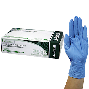 Universal Nitrile Examination Gloves, AS NZ Standard, Powder Free, EN374, Large, Blue Colour, HACCP Grade, 100/Box Box