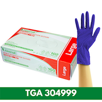 Universal Nitrile Examination Gloves, AS NZ Standard, Powder Free, EN374, Large, Blue Colour, HACCP Grade, 100/Box Box