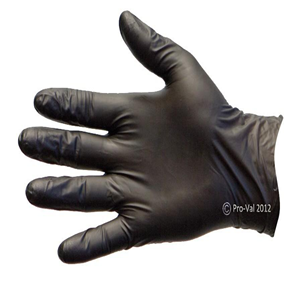 Pro-Val Nitrile Gloves, Powder Free, Disposable, Medium, Black, 100/Box Box