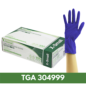 Universal Nitrile Examination Gloves, AS NZ Standard, Powder Free, EN374, Large, Blue Colour, HACCP Grade, 100/Box Box