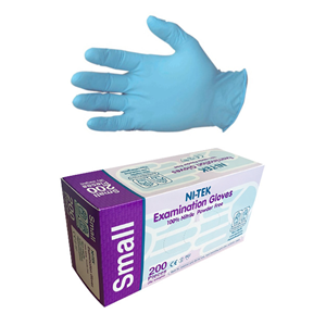 Ni-Tek Nitrile Premium Gloves, AS NZ Standard, Powder Free, EN374, Large, Blue Colour, HACCP Grade, 100/Box Box