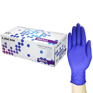 Lincon Nitrile Gloves Examination, Powder Free, EN374, Non Sterile, Large, Cobalt Blue Colour, 300/Box Box