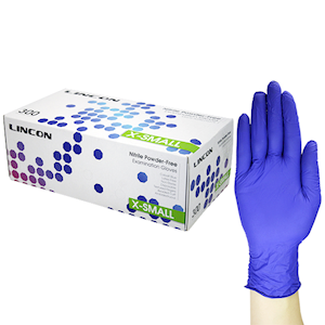 Lincon Nitrile Gloves Examination, Powder Free, EN374, Non Sterile, Large, Cobalt Blue Colour, 300/Box Box