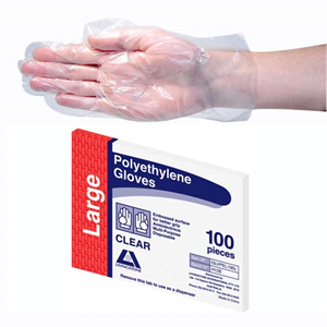Livingstone Disposable Polyethylene Gloves, Large, Embossed, Ambidextrous, Recyclable, Clear, 100/Pack Pack