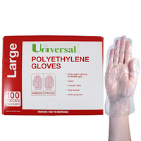 Universal Disposable Polyethylene Gloves, Large, Recyclable, Latex Free, Clear, 100/Pack Pack