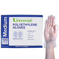 Universal Disposable Polyethylene Gloves, Large, Recyclable, Latex Free, Clear, 100/Pack Pack