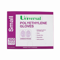 Universal Disposable Polyethylene Gloves, Large, Recyclable, Latex Free, Clear, 100/Pack Pack