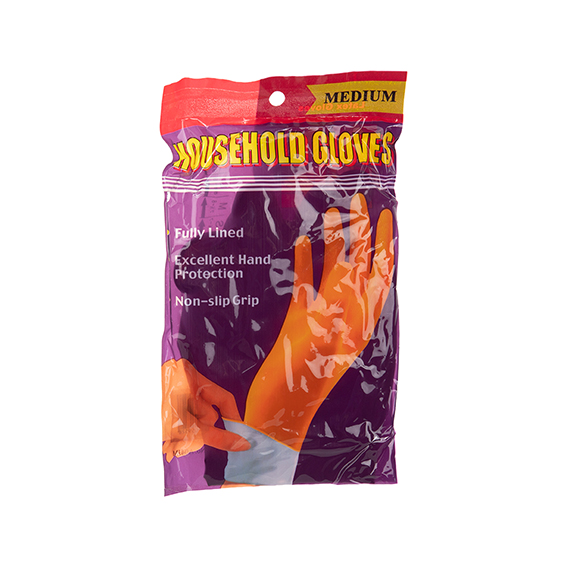 Household Flocklined Rubber Gloves, Size 6.5 - 7.0, Small, Pink, Pair Pair