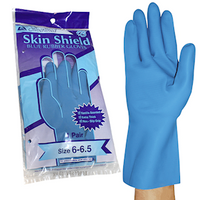 Skin Shield Silver Lined Natural Rubber Gloves, Biodegradable, Size 6.5, Blue, Vanilla Scent, Extra Thick, HACCP Grade, 1 Pair/Pack Pair