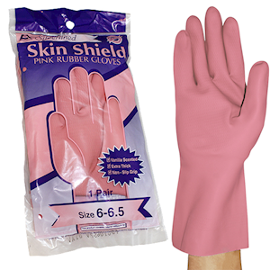 Skin Shield Silver Lined Natural Rubber Gloves, Biodegradable, Size 6.5, Blue, Vanilla Scent, Extra Thick, HACCP Grade, 1 Pair/Pack Pair