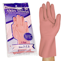 Skin Shield Silver Lined Natural Rubber Gloves, Biodegradable, Size 6.5, Blue, Vanilla Scent, Extra Thick, HACCP Grade, 1 Pair/Pack Pair