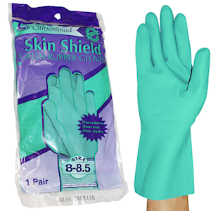Skin Shield Silver Lined Natural Rubber Gloves, Biodegradable, Size 6.5, Blue, Vanilla Scent, Extra Thick, HACCP Grade, 1 Pair/Pack Pair