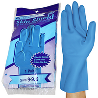 Skin Shield Silver Lined Natural Rubber Gloves, Biodegradable, Size 6.5, Blue, Vanilla Scent, Extra Thick, HACCP Grade, 1 Pair/Pack Pair