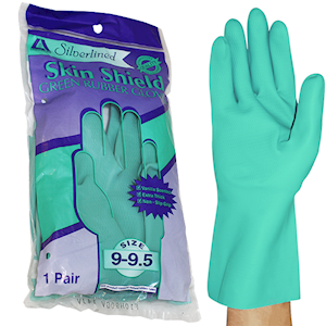 Skin Shield Silver Lined Natural Rubber Gloves, Biodegradable, Size 6.5, Blue, Vanilla Scent, Extra Thick, HACCP Grade, 1 Pair/Pack Pair