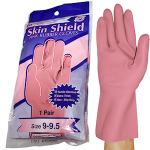 Skin Shield Silver Lined Natural Rubber Gloves, Biodegradable, Size 6.5, Blue, Vanilla Scent, Extra Thick, HACCP Grade, 1 Pair/Pack Pair
