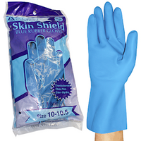 Skin Shield Silver Lined Natural Rubber Gloves, Biodegradable, Size 6.5, Blue, Vanilla Scent, Extra Thick, HACCP Grade, 1 Pair/Pack Pair