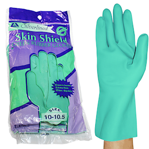 Skin Shield Silver Lined Natural Rubber Gloves, Biodegradable, Size 6.5, Blue, Vanilla Scent, Extra Thick, HACCP Grade, 1 Pair/Pack Pair