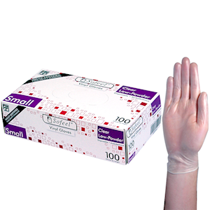 Sofeel Vinyl Gloves, Recyclable, 5.0g, Low Powder, Large, Blue, HACCP Grade, 100/Box Box