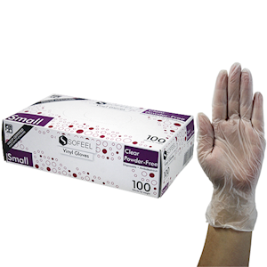 Sofeel Vinyl Gloves, Recyclable, 5.0g, Powder Free, Large, Blue, HACCP Grade, 100/Box Box.