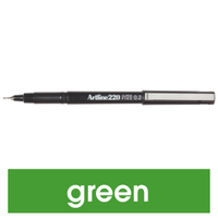 Artline 220 Fineliner Pen, 0.2mm, Superfine, Green, 12/Box Box