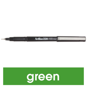 Artline 220 Fineliner Pen, 0.2mm, Superfine, Green, 12/Box Box