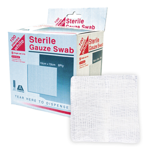 Livingstone Sterile Gauze Swabs, 5 x 5 cm x 8 ply, White, 100 Percent Cotton, 1 Swab/Pack, 3000 Packs/Carton Carton