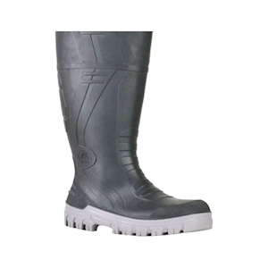 BATA Gumboots Black with Grey Sole, Slip On - Steel Toe Cap, Size 6 Each