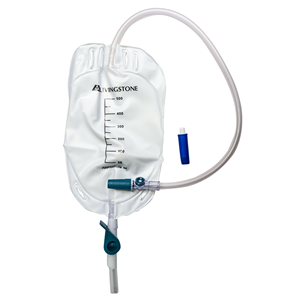 Livingstone Drainage Leg Urine Bag, with Lever Tap Bottom Outlet, 500ml Graduated, 50cm Tube, Leg Strap Sold Separately, Sterile, 10/Box Box