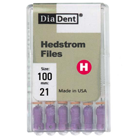 Diadent H-Files, 21mm, No. 100, Stainless Steel, Colour-Coded, 6/Pack Pack
