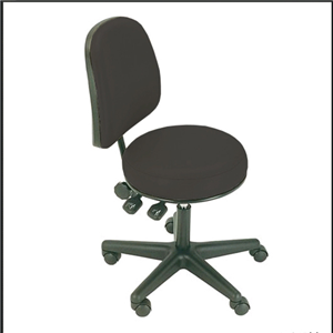 Hospital Stool with Back Rest, Black, Each Each