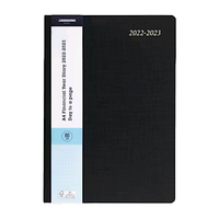 J.Burrows A4 Day-To-Page Textured Diary FY 2022-2023, Black, Each Each